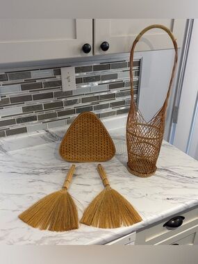 Vintage basket lot wisk brooms
